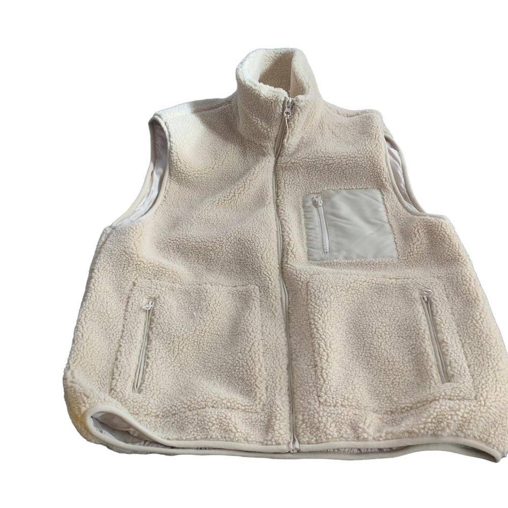 Women's Cream Colored Sherpa Vest - New